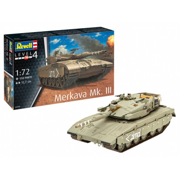 KIT PARA MONTAR REVELL TANQUE DE GUERRA MERKAVA MK. III 1/72 150 PEÇAS REV 03340